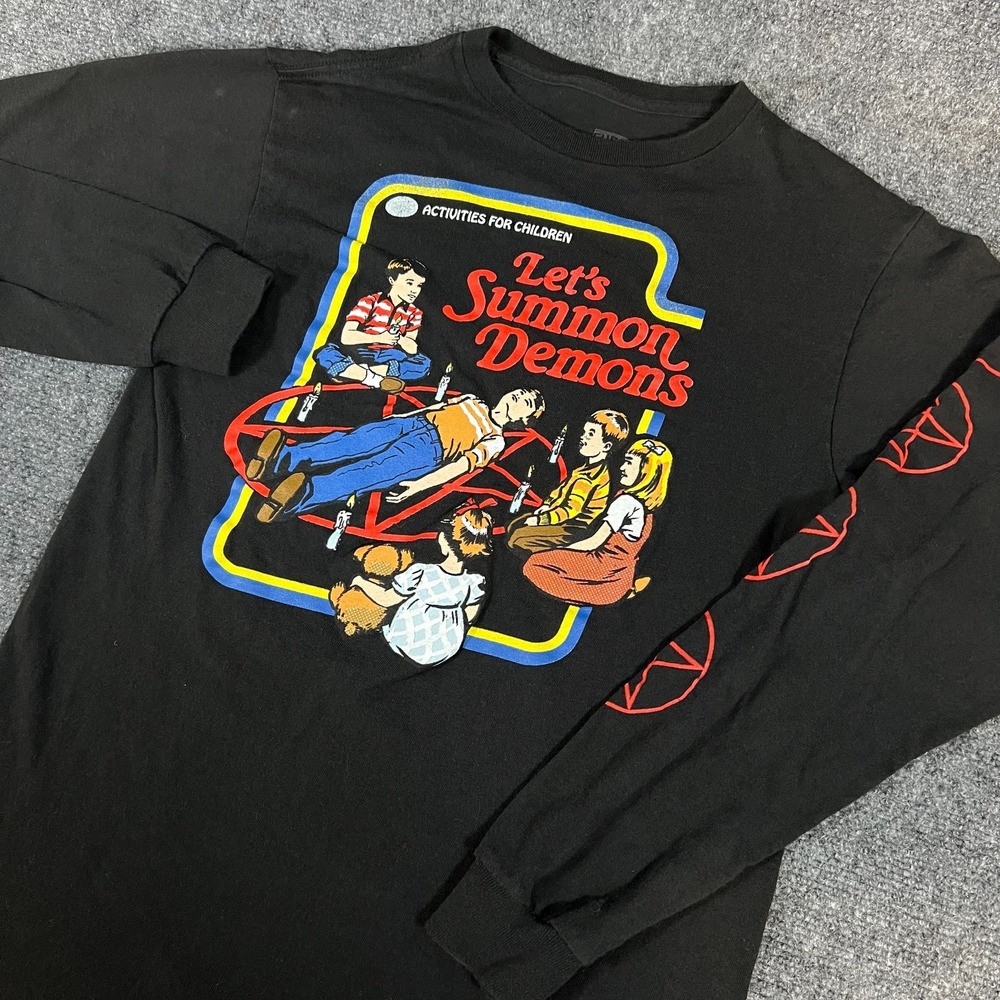 Steven Rhodes Let's Summon Demons Black LS T-Shirt Size S - Horror Goth Skater